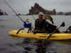 Iceman lipping a calico bass in Punta Banda, Baja