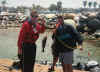 Ted Mackel and Sean Caples showing off a pair of sand bass caught outside of King Harbor, Redondo Beach, CA.